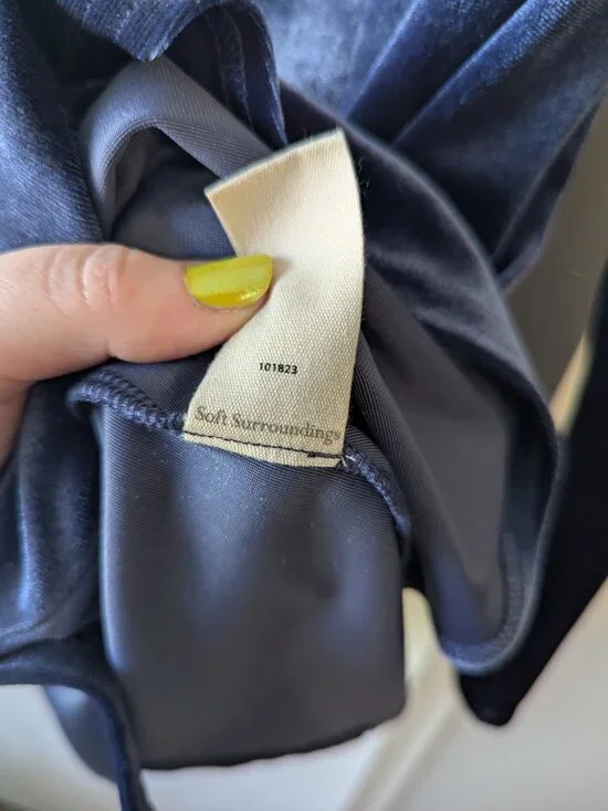 Soft Surroundings Enchanted Velvet Blue Blouse Size Large NWT - Picture 8 of 10